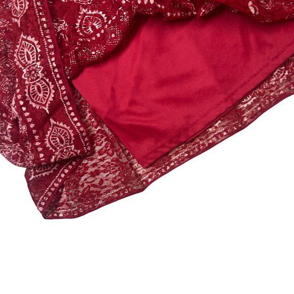 Est. 1946 Red Lace Midi Skirt With Bandana Print Lined Size LARGE 1906 - Picture 6 of 6